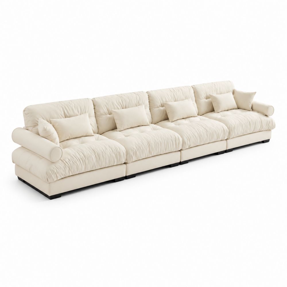 Canapé modulaire 4 places en tissu Écru