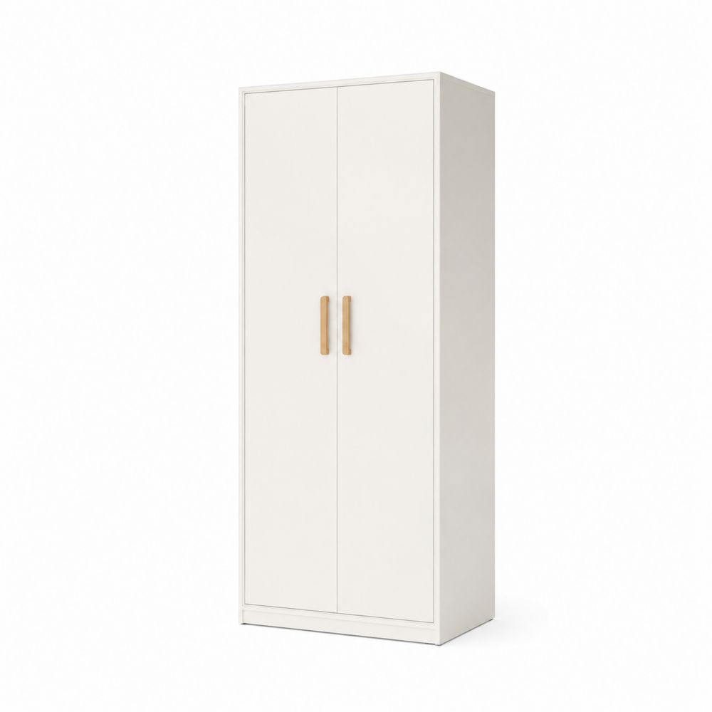 Armoire 2 portes en MDF avec poignées en bois