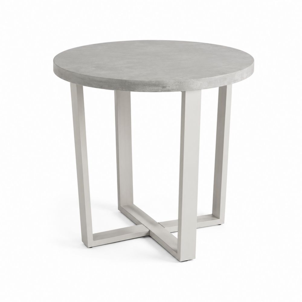 Table ronde en béton et acier 60 cm Gris