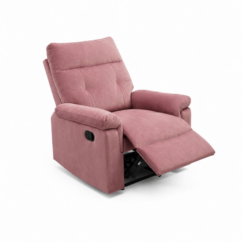 Fauteuil inclinable en tissu rose avec repose-pieds intégré, 90x85x100 cm