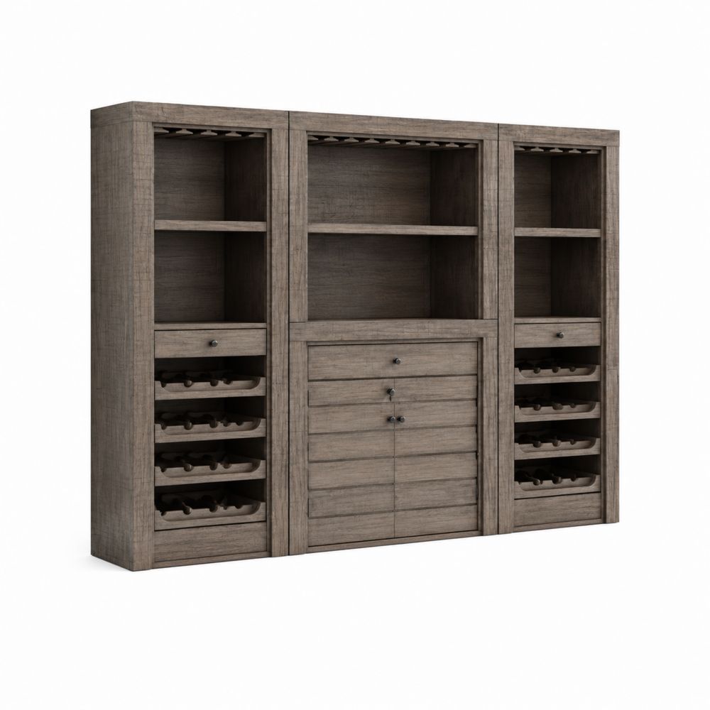 Buffet en bois avec étagères et rangement pour bouteilles