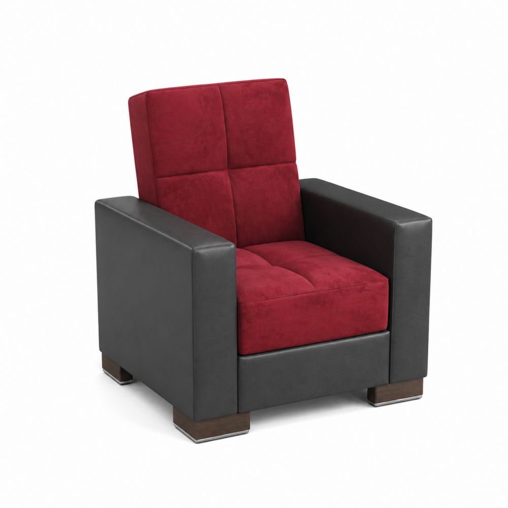 Fauteuil en cuir PU et microfibre Rouge/Noir