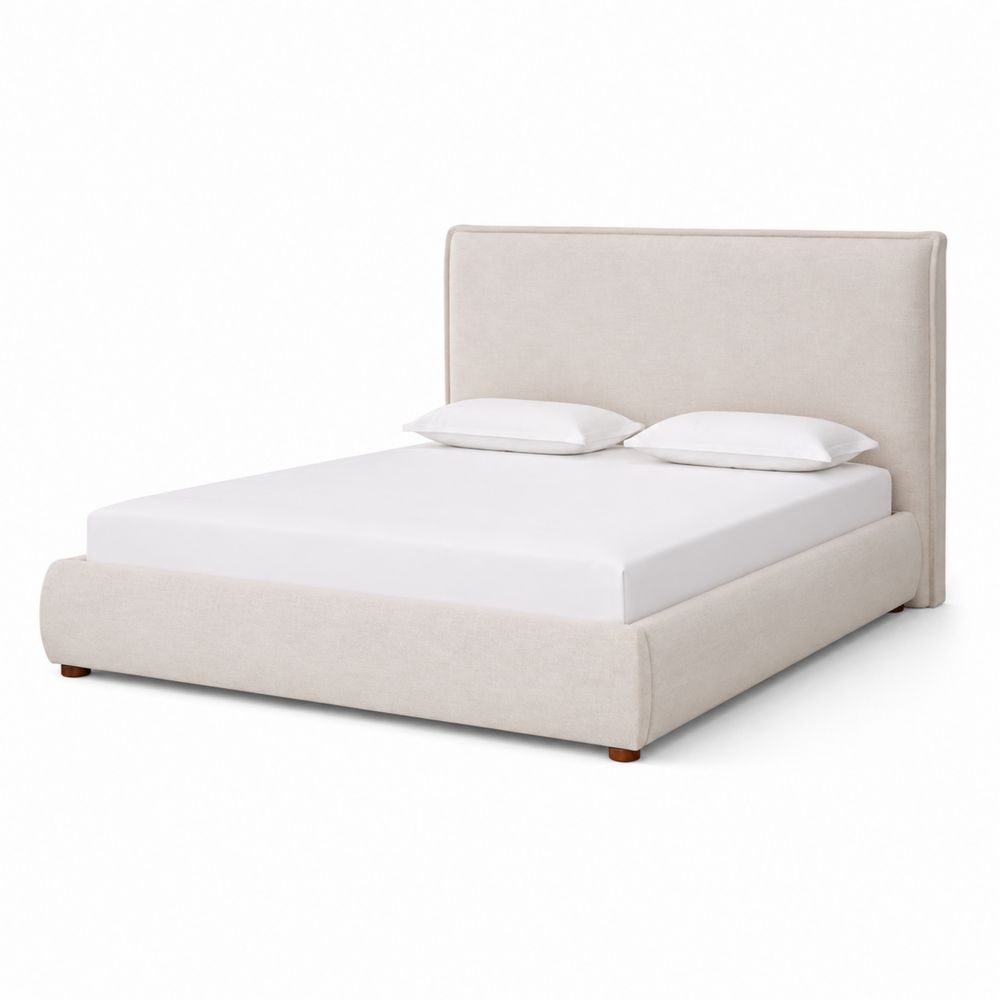 Lit double en tissu Beige 200x160 cm