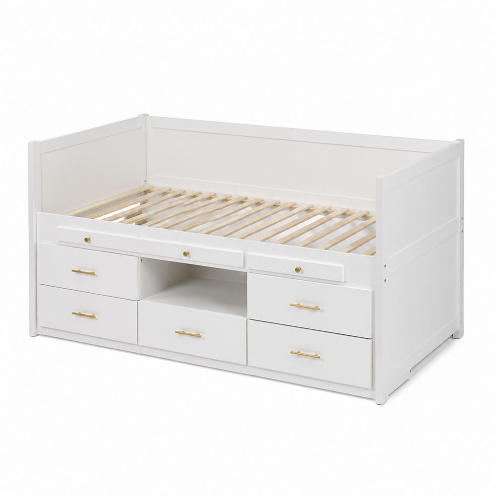 Lit de repos en bois avec tiroirs de rangement 200x90 cm