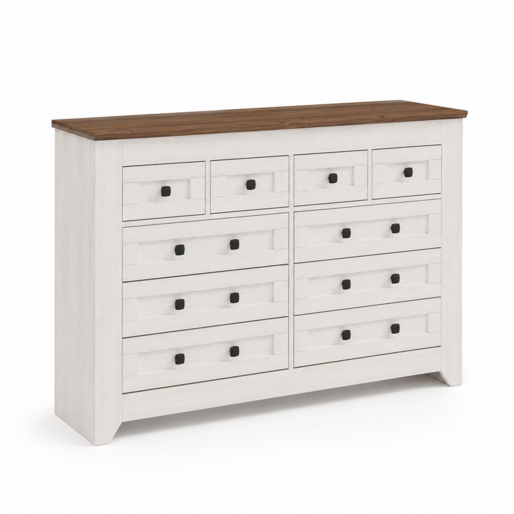 Commode en bois avec plateau en chêne, 14 tiroirs