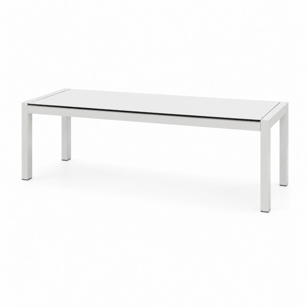 Banc en aluminium et verre trempé 160x40x45 cm Blanc