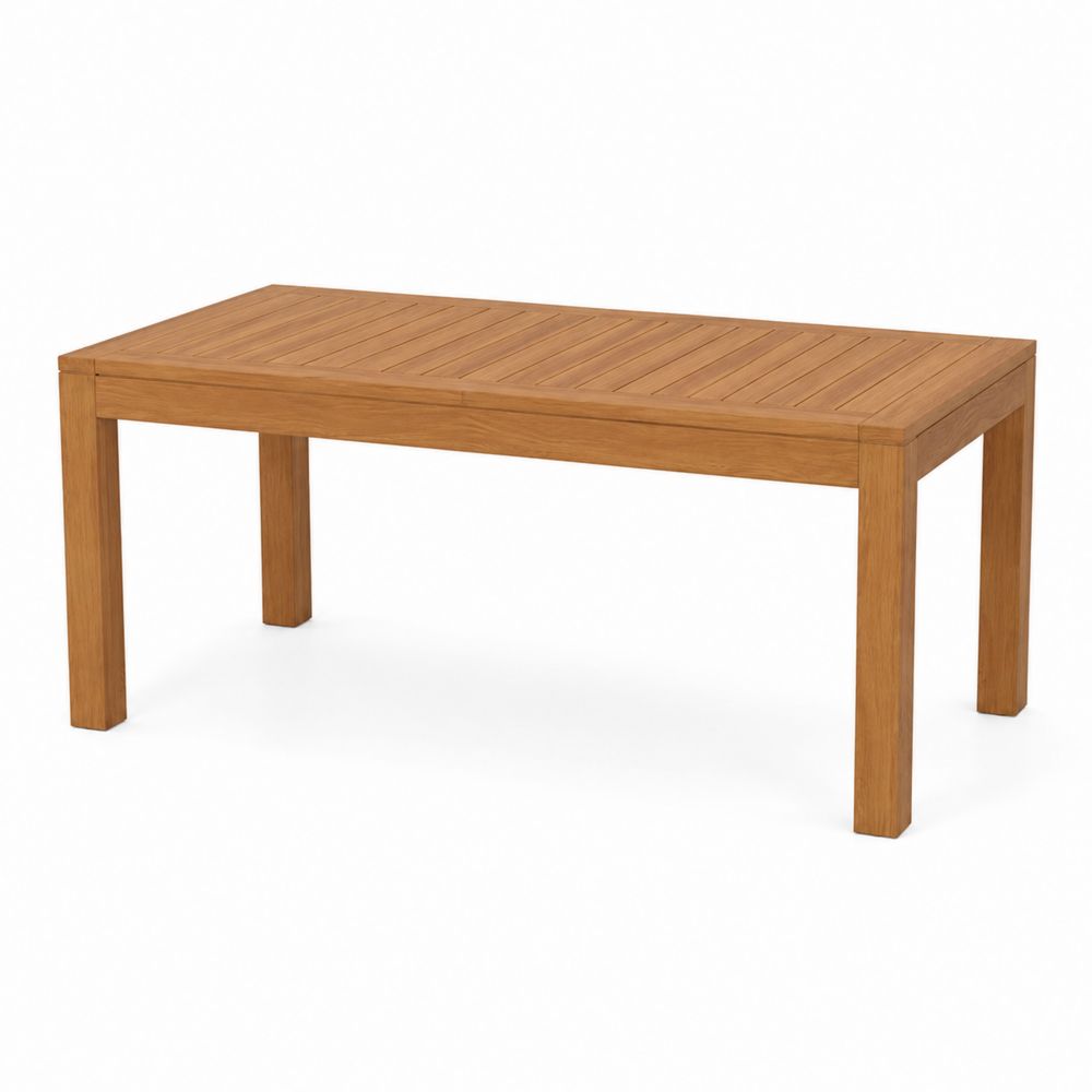 Table de patio rectangulaire en teck 150x90x75 cm