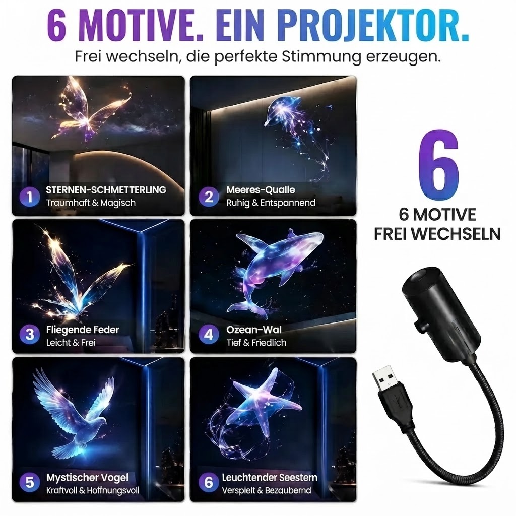 Intelligenter 5D-Projektor: Sternenhimmel & Ozean