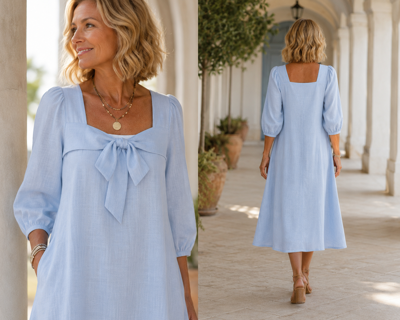 Elegantes Sommerkleid mit femininer Schleife
