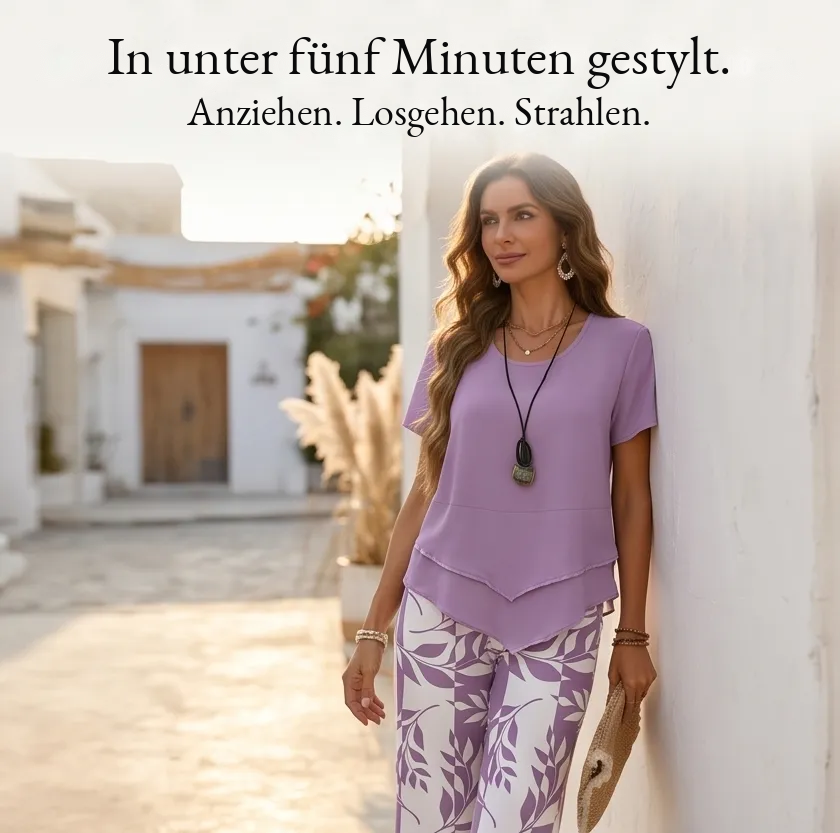 Asymmetrisches Tunika-Set mit weiter Hose