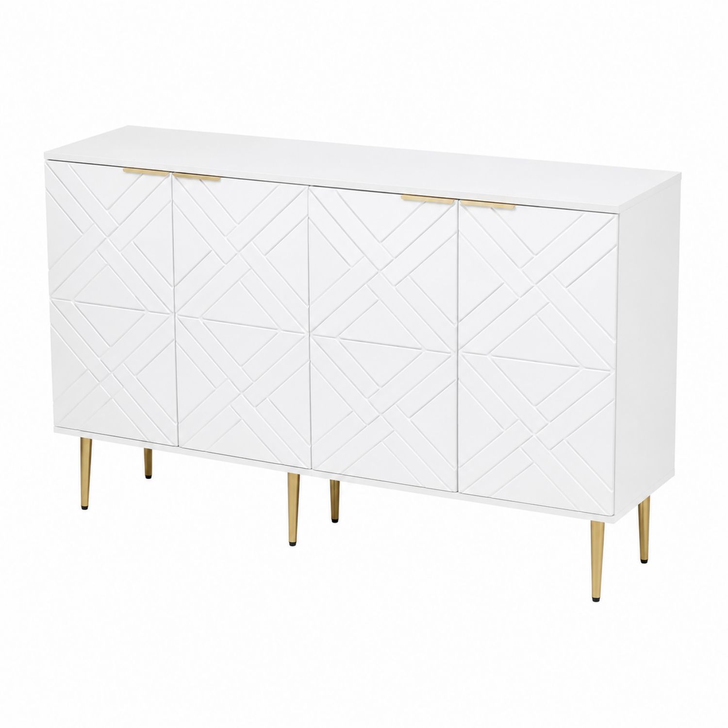 Biała komoda z MDF i stalowymi nogami