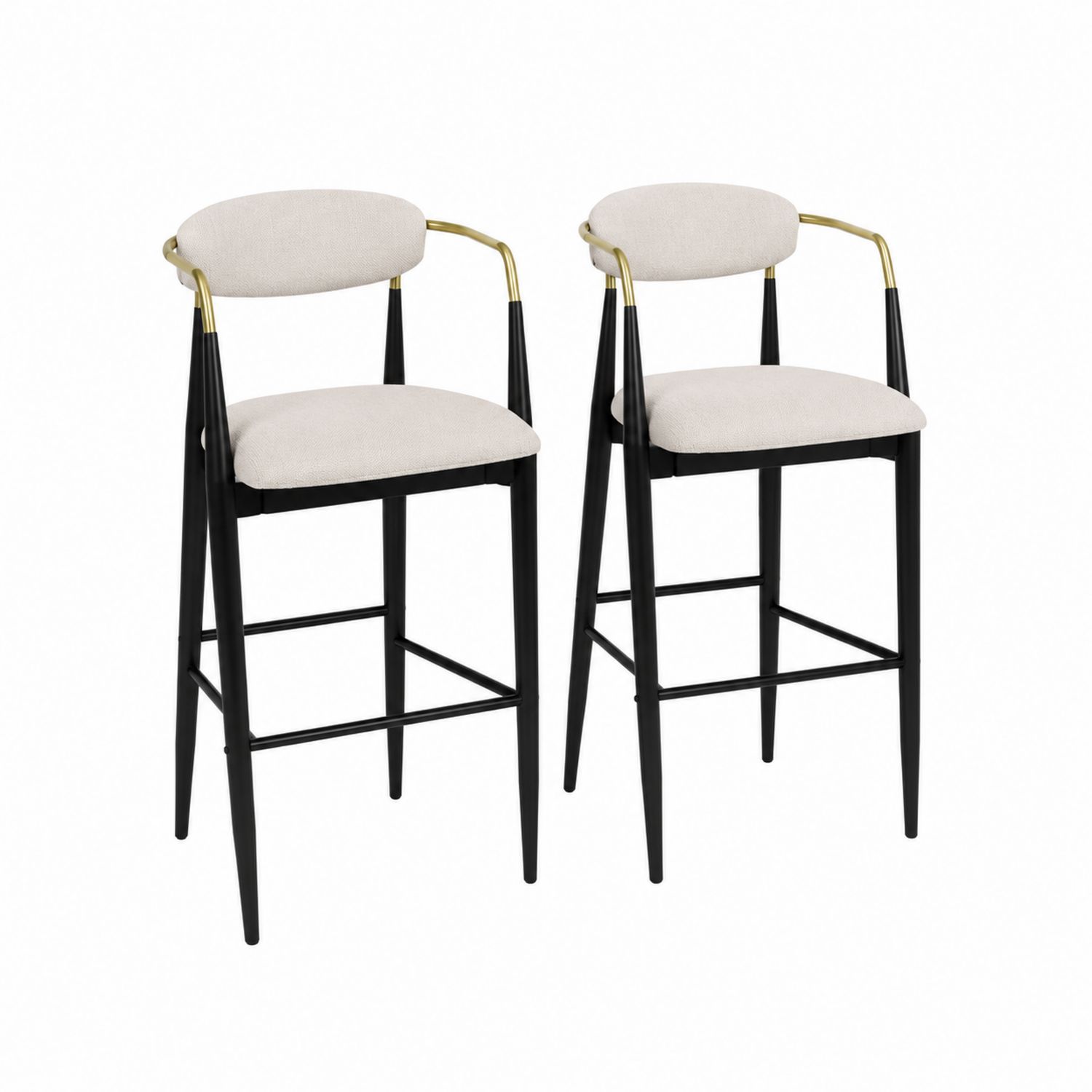 Zestaw metalowych stołków barowych z tapicerowanym oparciem, 102 cm