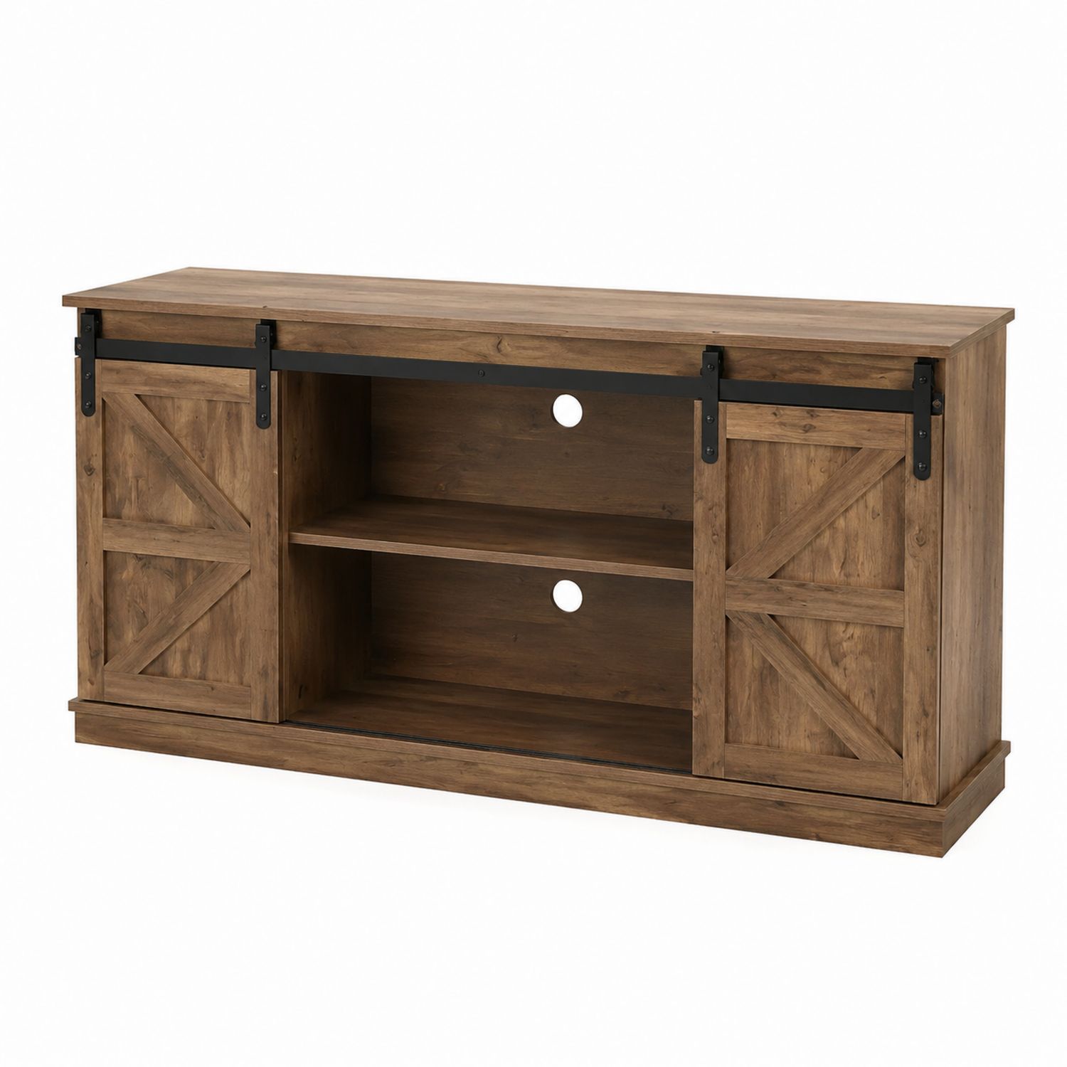 Drewniana szafka RTV z drzwiami przesuwnymi 120x40x70 cm Brązowy