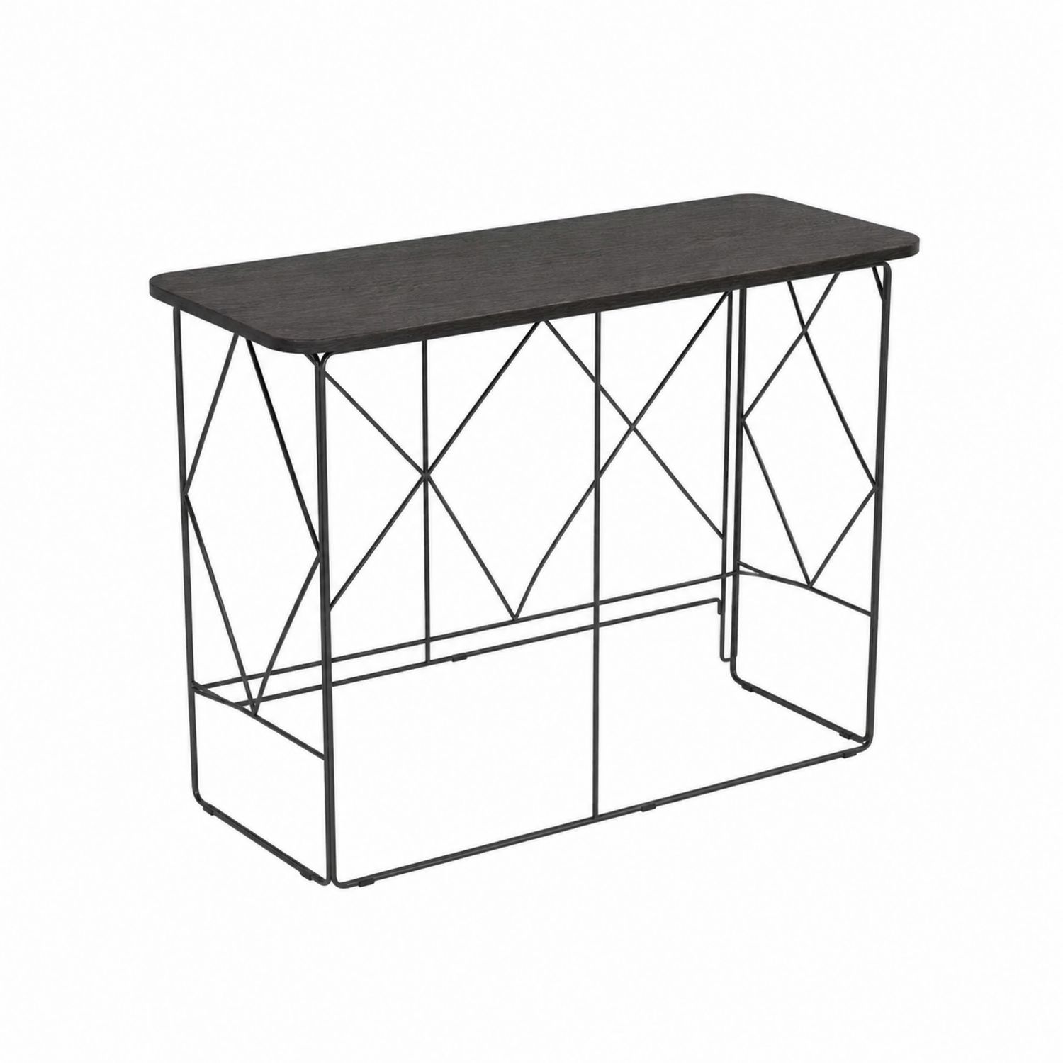 Stolik konsolowy metalowy z drewnianym blatem 100x30 cm