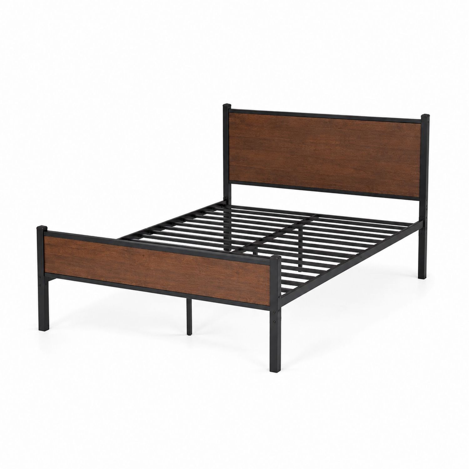 Łóżko Metalowe z MDF 200x150 cm Czarny/Brązowy