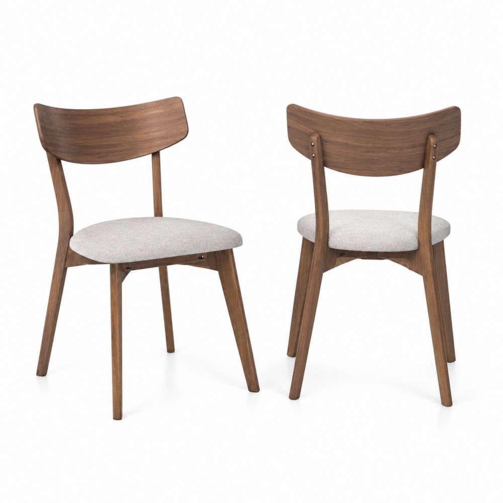 Ensemble de 2 chaises en bois et tissu gris clair
