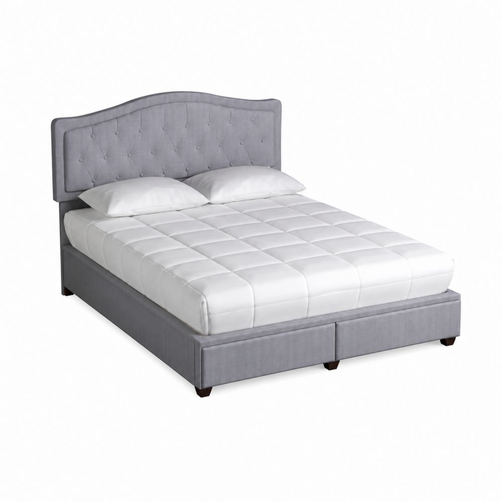 Lit double en tissu avec matelas et oreillers 140x200 cm