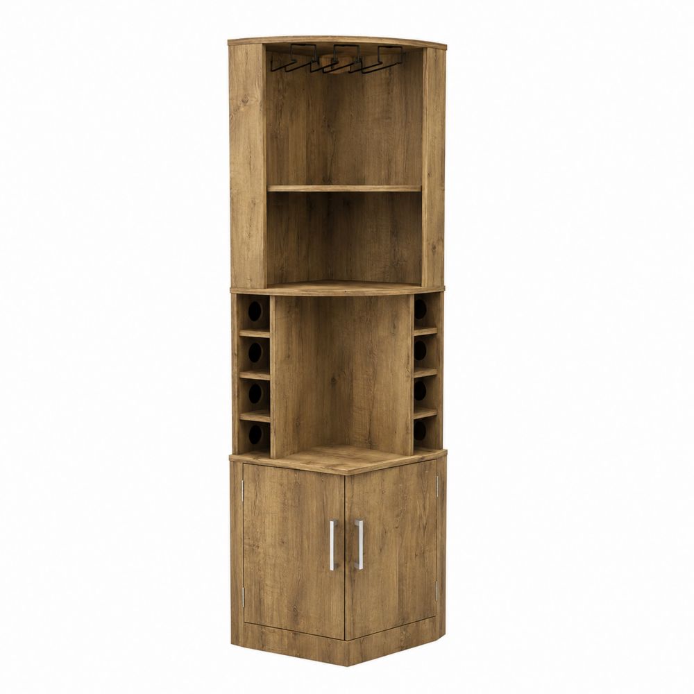 Meuble de bar d'angle en panneaux de particules 70x40x180 cm Chêne