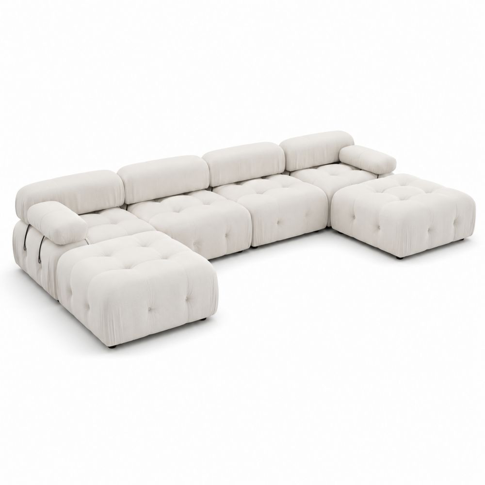 Canapé d'angle modulable en tissu Blanc 300x200 cm