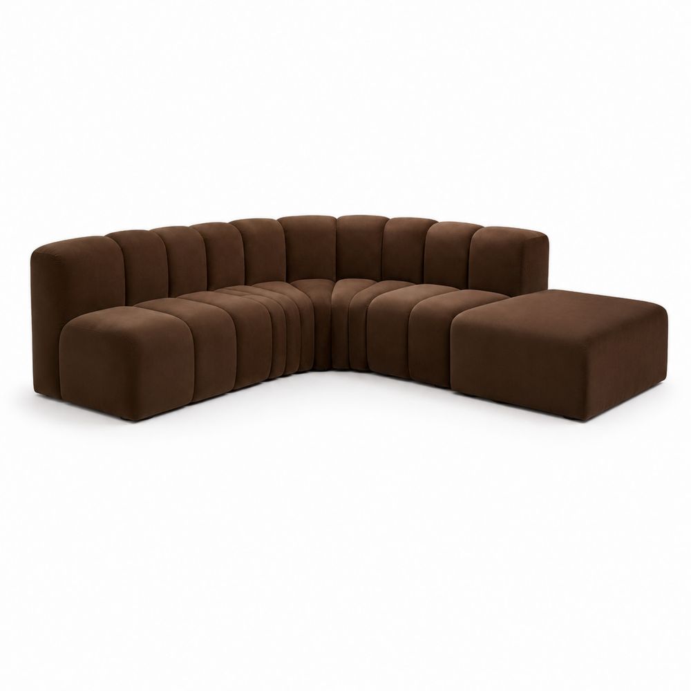 Canapé d'angle en tissu Marron