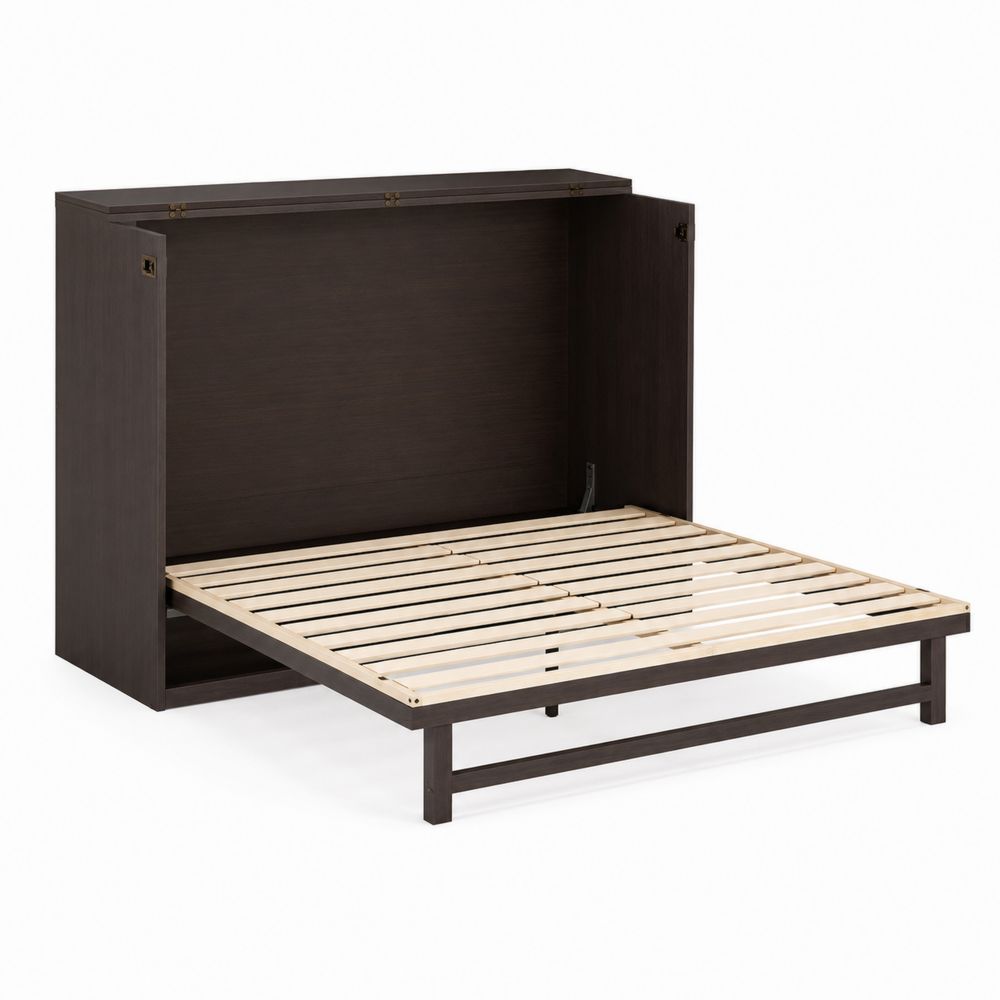 Lit escamotable en bois massif 200x140cm Marron