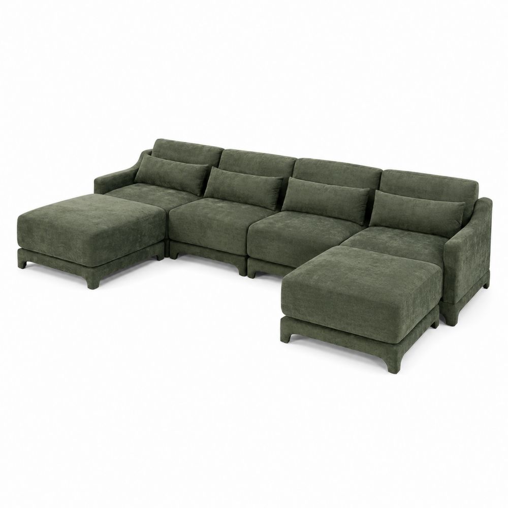 Canapé d'angle modulable en tissu vert