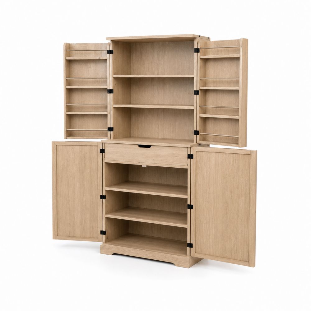 Buffet vaisselier en bois avec portes et étagères 180x90x40 cm