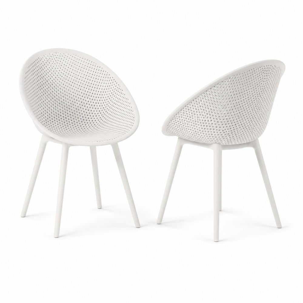 Lot de 2 chaises extérieures en plastique Blanc