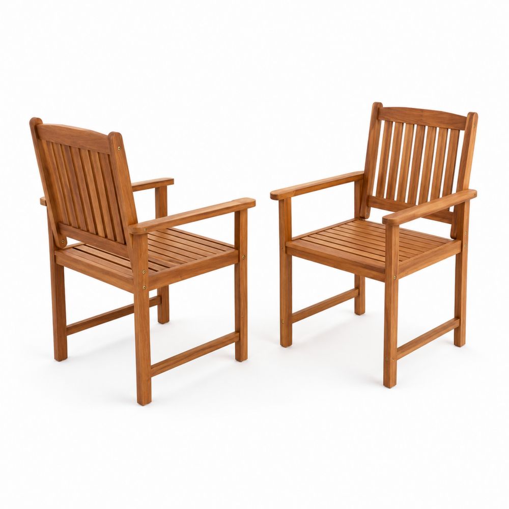 Chaises de patio en bois d'acacia lot de 2