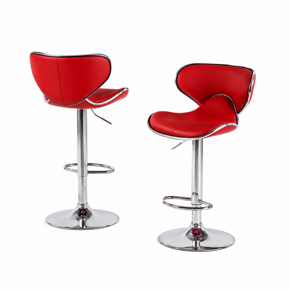 Tabourets de bar en métal et cuir PU Rouge