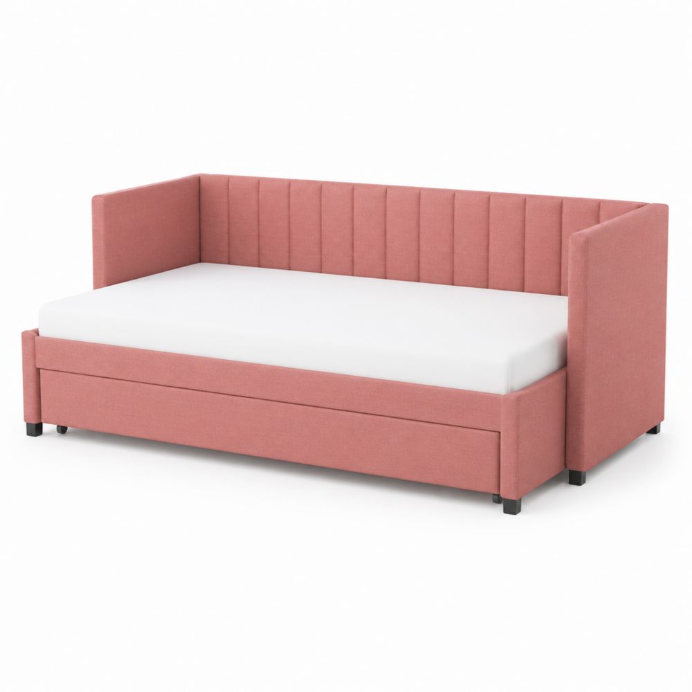Lit banquette en tissu Rose 90x200 cm