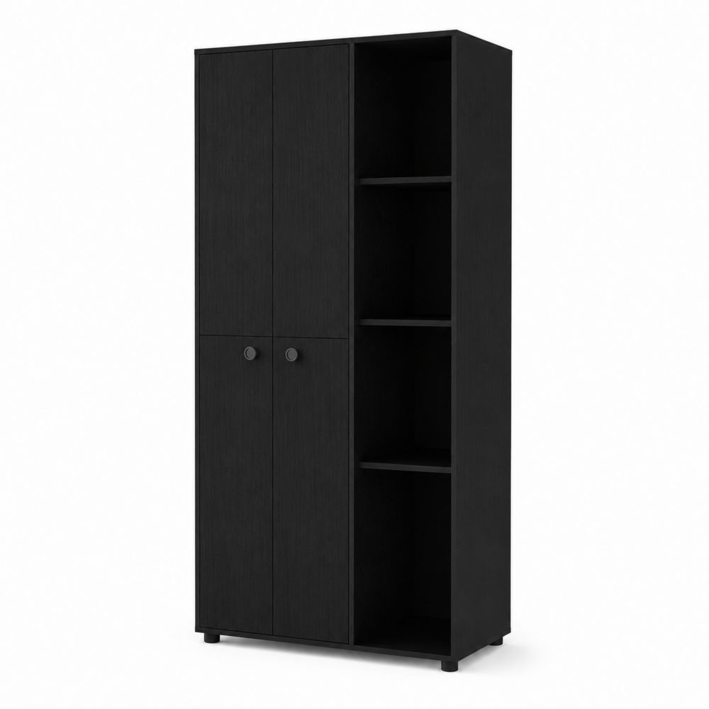 Armoire de rangement en bois MDF noir avec étagères