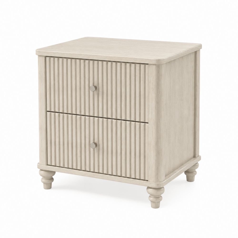 Table de chevet en bois avec 2 tiroirs en chêne beige