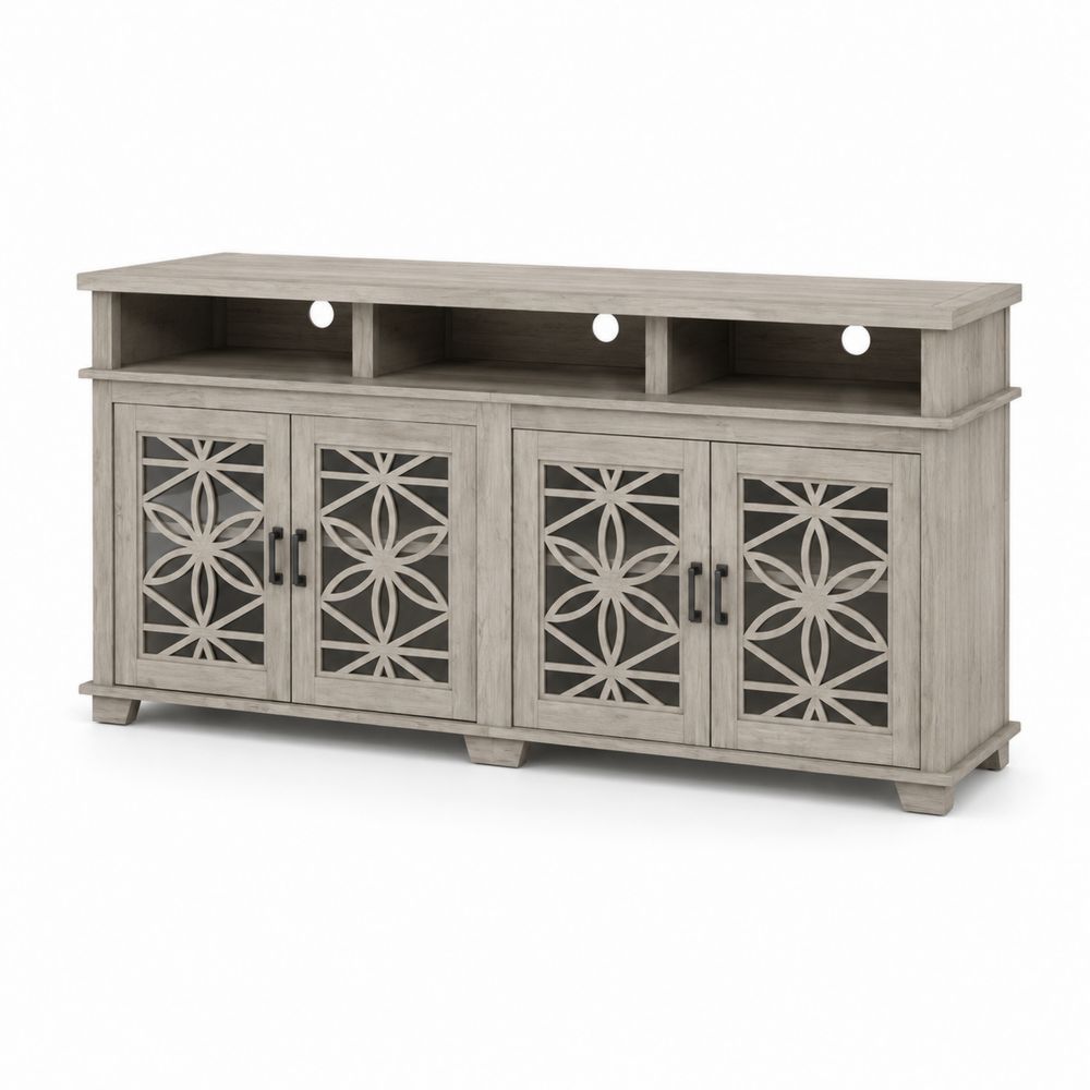 Meuble TV en bois avec portes décoratives 120 x 40 x 75 cm