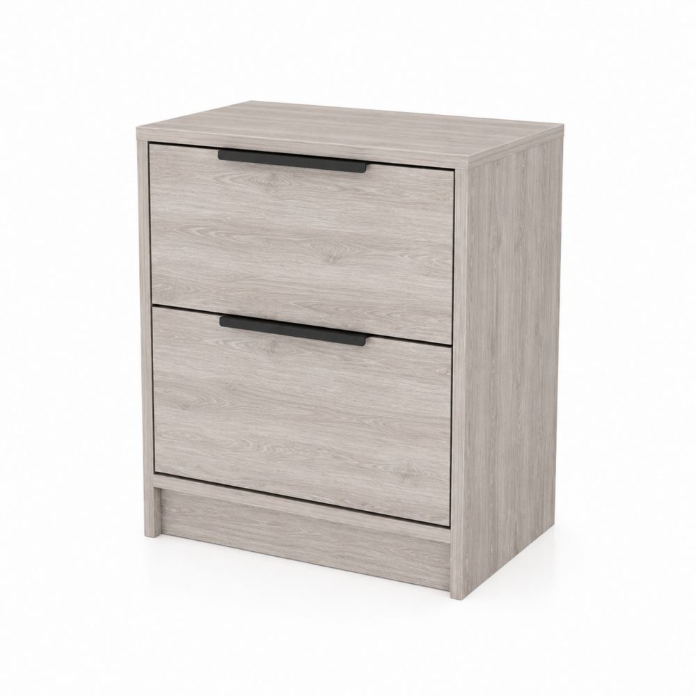 Meuble de rangement en bois avec 2 tiroirs gris 60x40x50cm