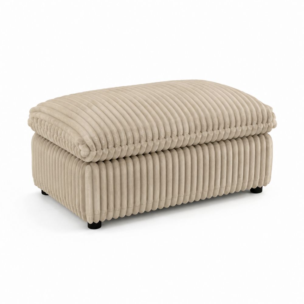 Repose-pieds en velours côtelé Beige