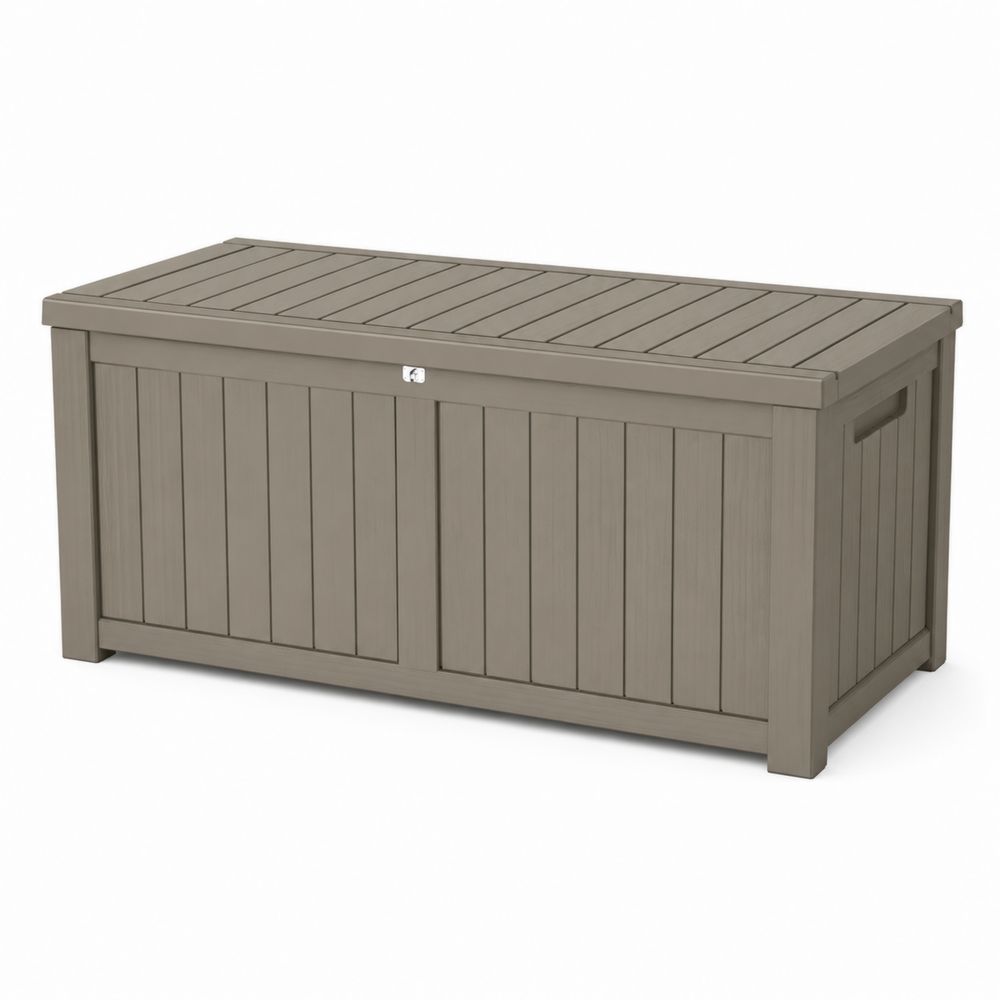 Coffre de rangement extérieur en plastique gris 120 x 45 x 55 cm