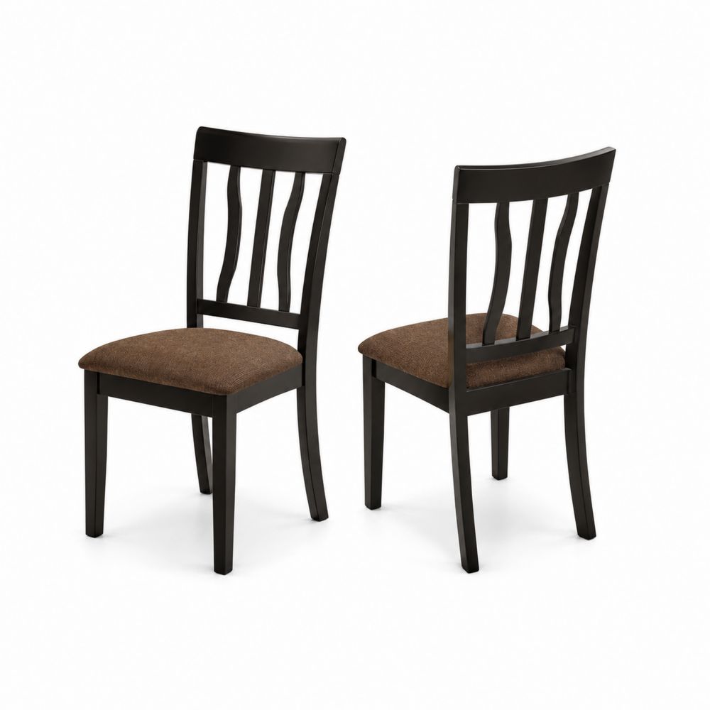 Paire de chaises en bois avec assise en tissu marron