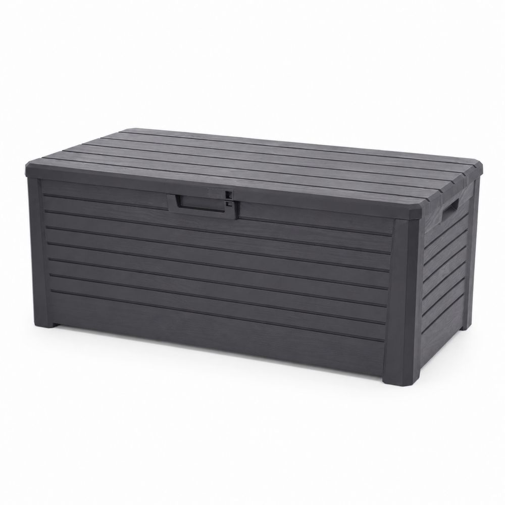 Coffre de rangement extérieur en plastique gris 120x56x63 cm