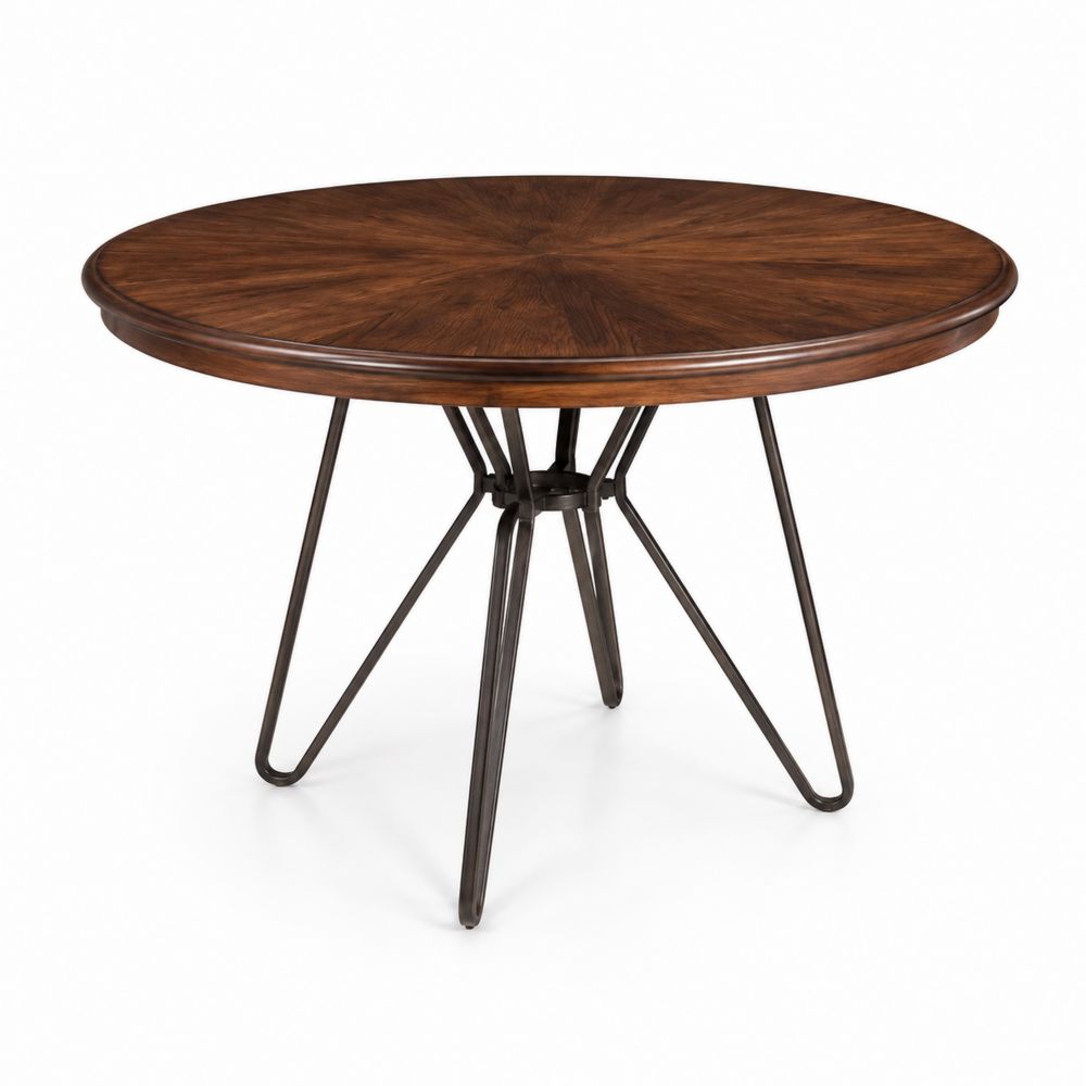 Table ronde en chêne et métal 120cm