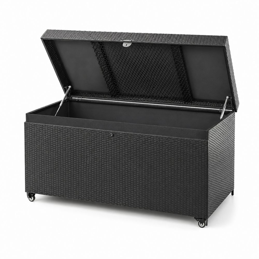 Coffre de rangement en résine tressée Noir