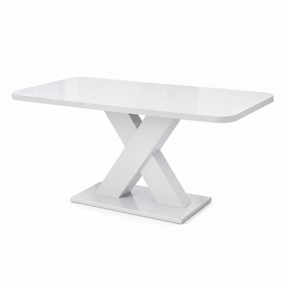 Table rectangulaire extensible en bois blanc 160 cm