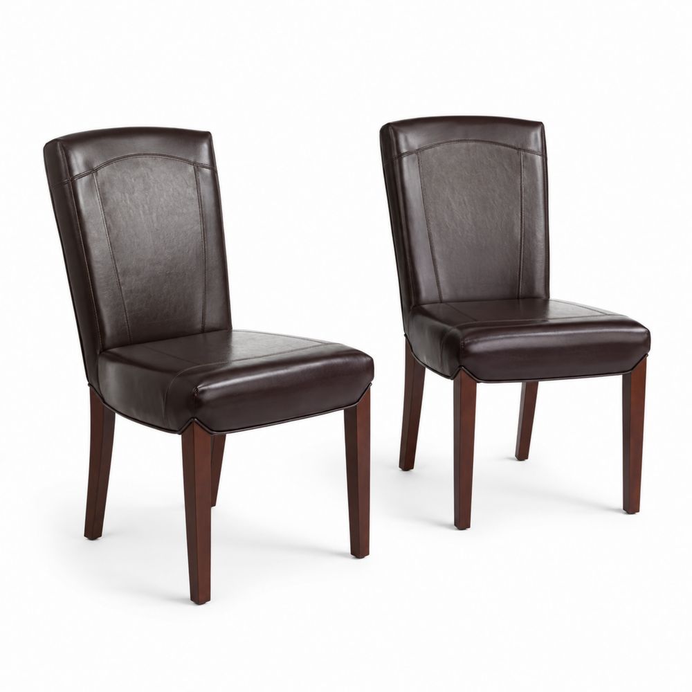 Lot de 2 chaises en cuir synthétique marron avec pieds en bois