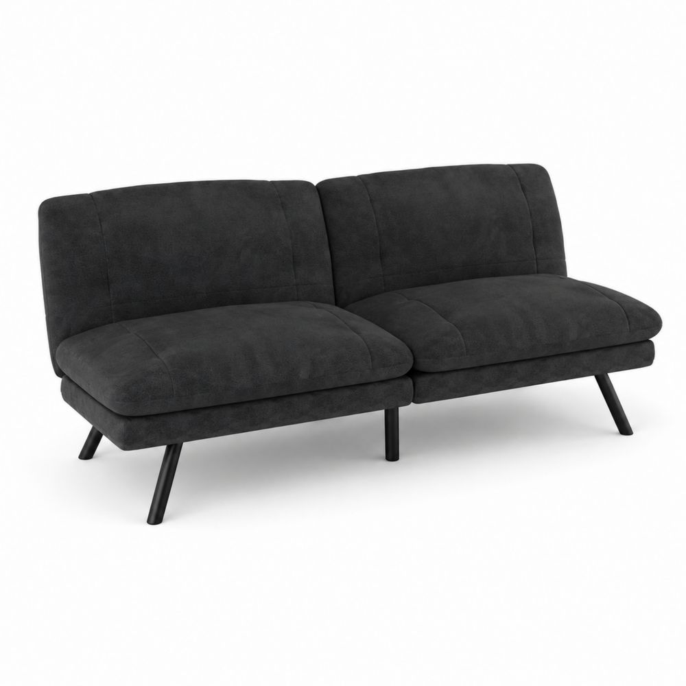 Canapé convertible en tissu Noir, 180 cm
