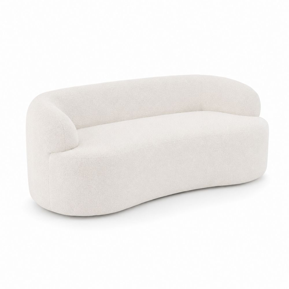 Canapé 3 places en tissu bouclé crème 220 cm