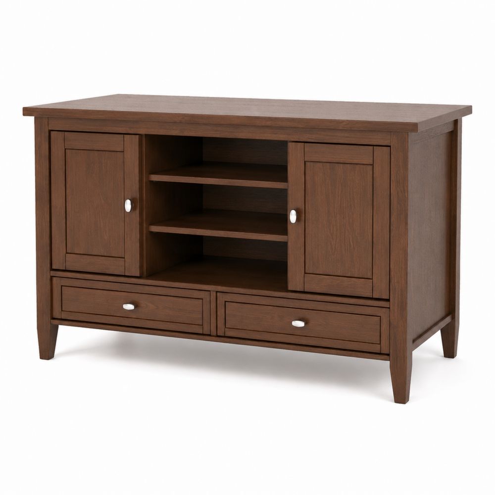 Meuble TV en bois avec étagères et tiroirs 120x40x80 cm
