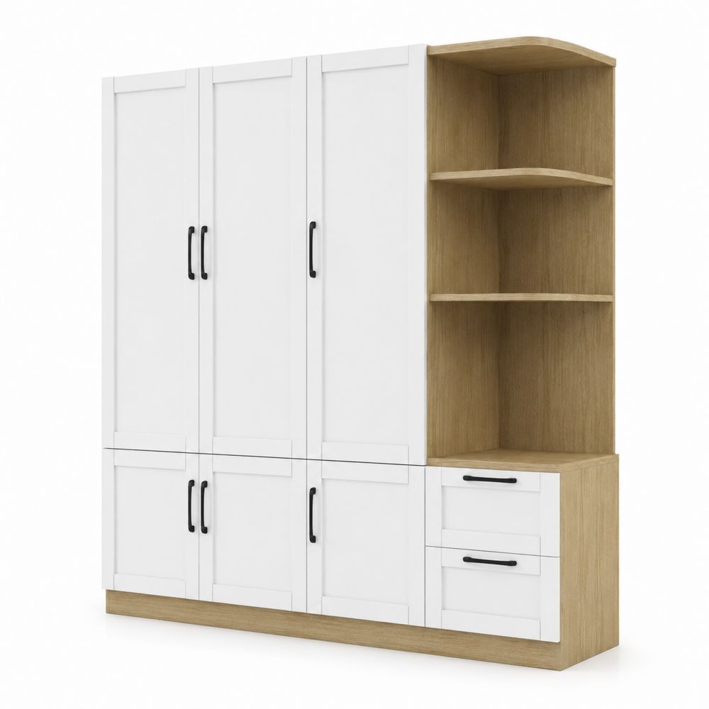 Armoire en bois avec étagères intégrées 180x120x50 cm Blanc/Chêne