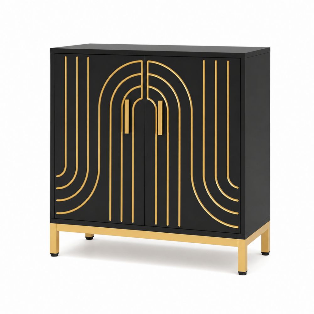 Buffet en métal et MDF noir