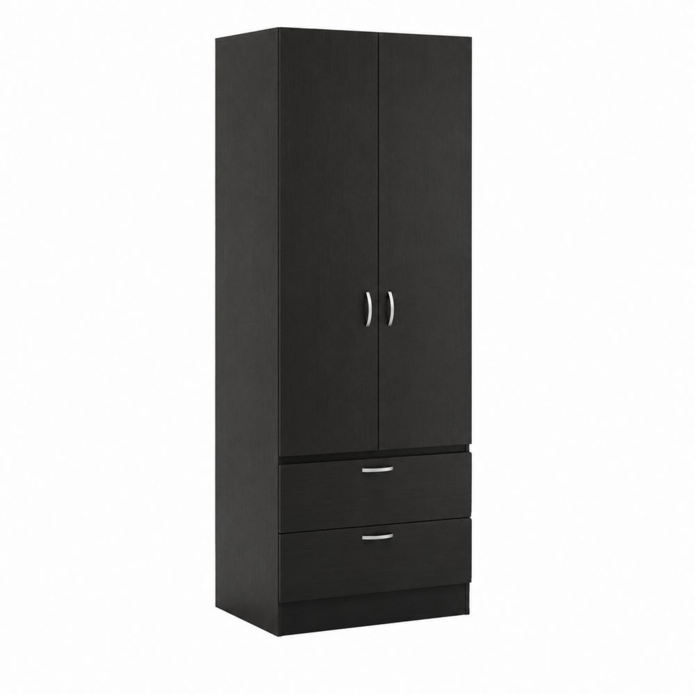 Armoire noire deux portes deux tiroirs en panneau de particules