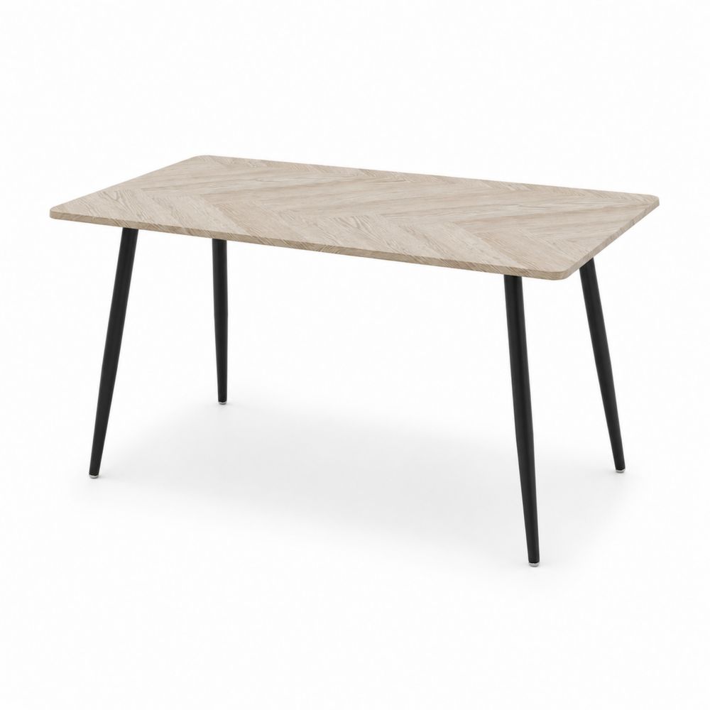 Table rectangulaire 180x90 cm Bois Chêne Pieds Métal Noir